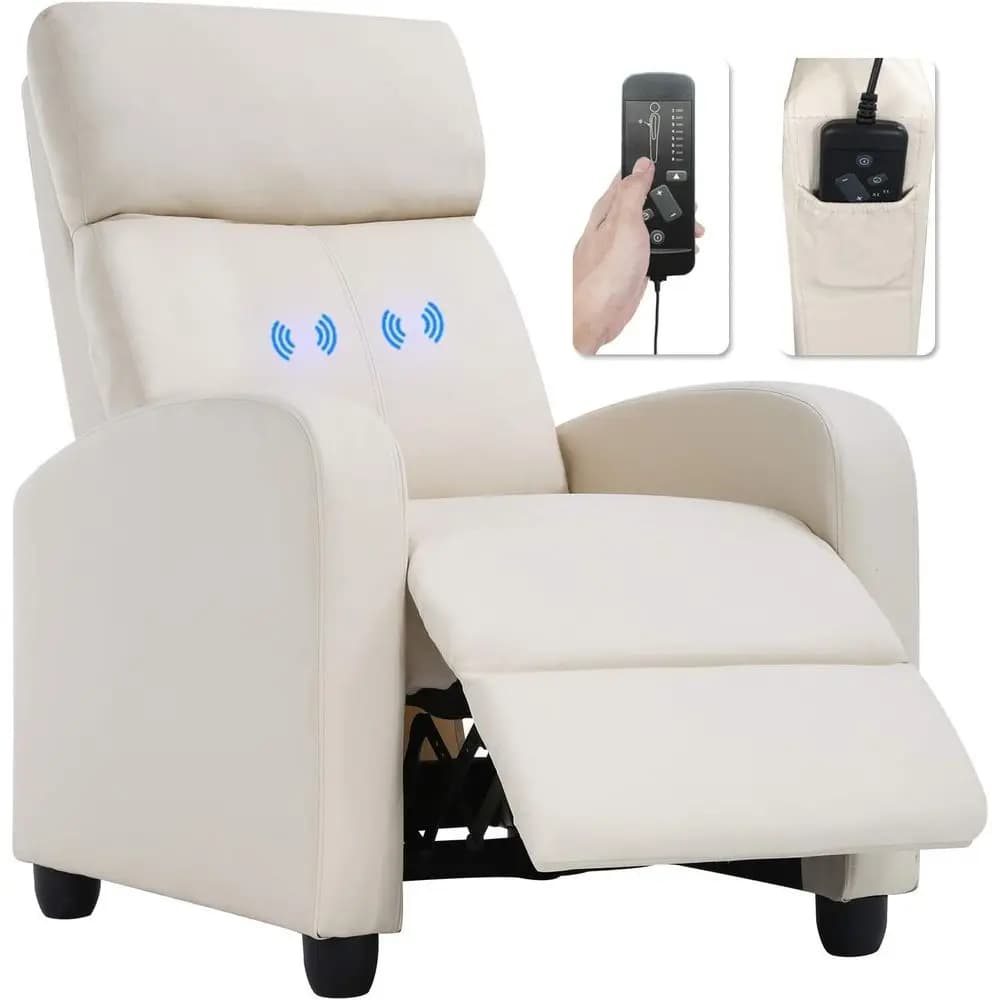 Poltrona Reclinabile Ergonomica con Telecomando per Soggiorno, Gaming e Lettura, Beige