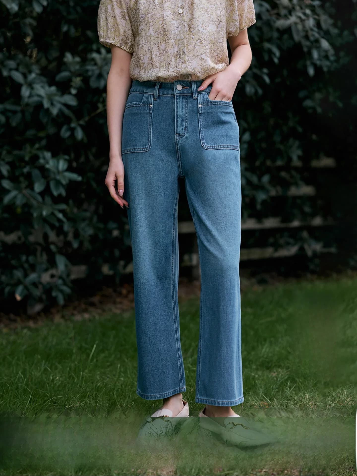 HeyDress Silk Nine-Piece Women's Summer High-Waist Elastic Slim Straight Jeans Lightweight Denim Pants Ladies Straight Leg Jeans