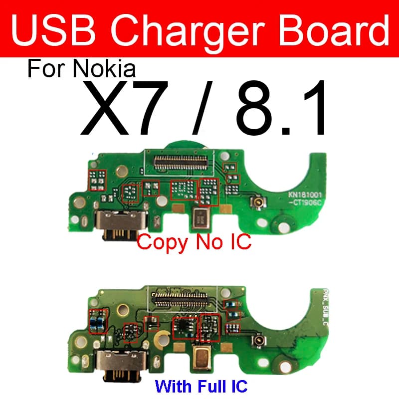 USB ChargerJack Plug Board For Nokia 8.1 X7 TA-1131 Charging Port Dock Connector Mic Microphone Flex Cable Board Repair Parts