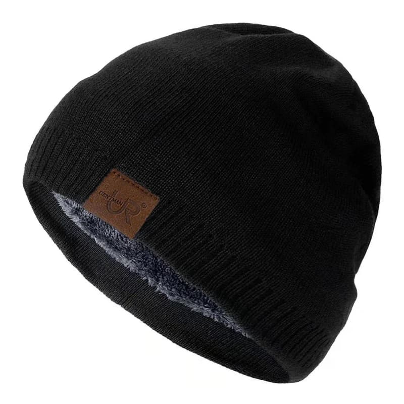 Unisex Winter Hats URGENTMAN Labal Knitted Hats Solid Color for Men and Women Outdoor Cap Add Fur Lining Hot Sports Hats
