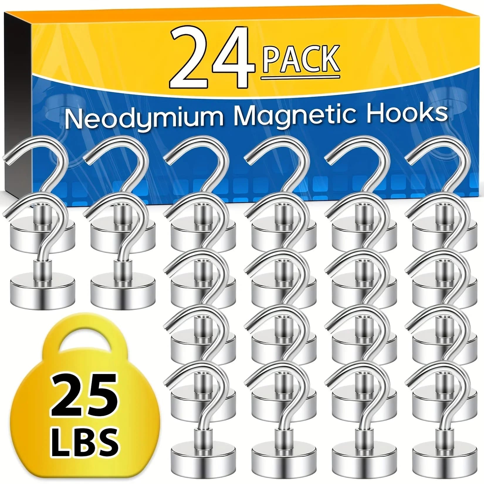 24pcs Magnetic Hooks, 25Lbs Strong Heavy Duty Cruise Magnet S-Hooks for Hanging, Cabins, Grill, Kitchen, Garage, Workplace and