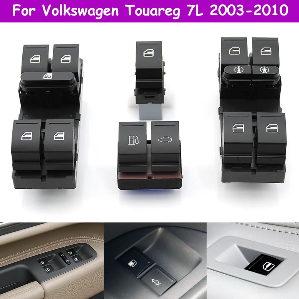 TOUAREG 7L Auto Master Finestra di Potere Interruttore di Controllo Piccolo Interruttore Coperchio Del Serbatoio Del Carburante Sblocco Interruttore del Tronco Per VW 2003-2010 7L6959857D