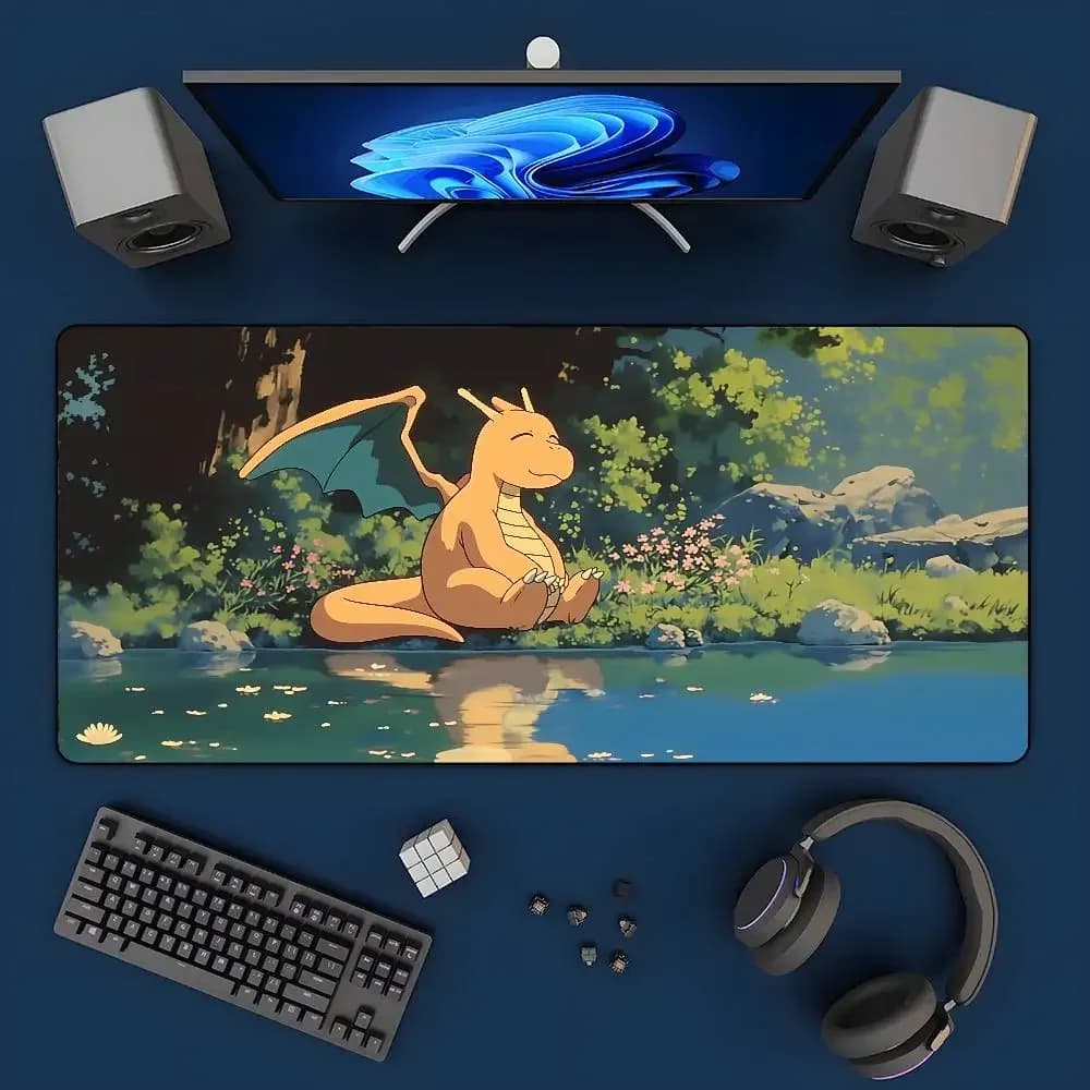 Tappetino per mouse da gaming XXL Pokemon Pikachu in gomma con bordo cucito da 2 mm