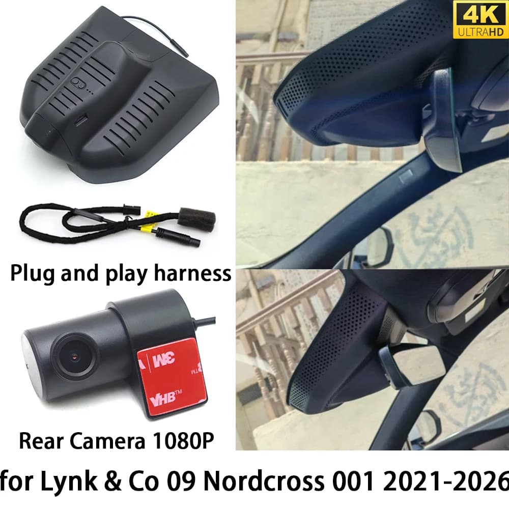 for Lynk & Co 09 Nordcross 001 2021-2026 4K DVR Dash Cam OEM Front Rear Camera Video Recorder Night Vision Wifi