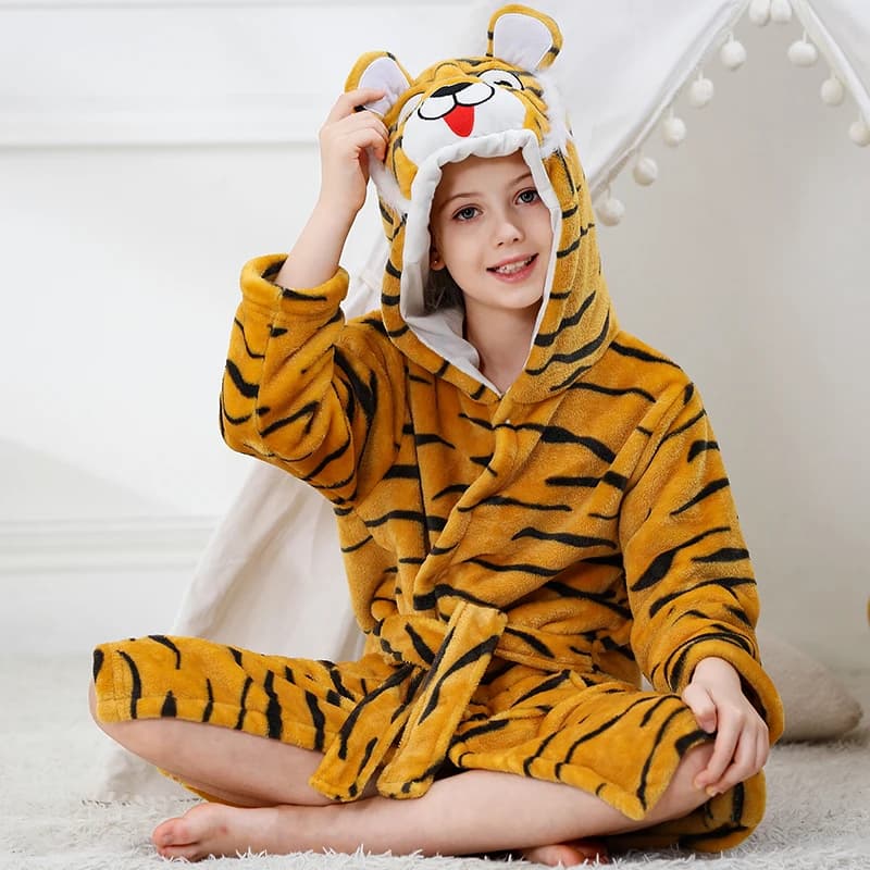New fall winter tiger robes girls boys pajameria covered by bathroom children soft bathrobes children pajamas animals clothing for children