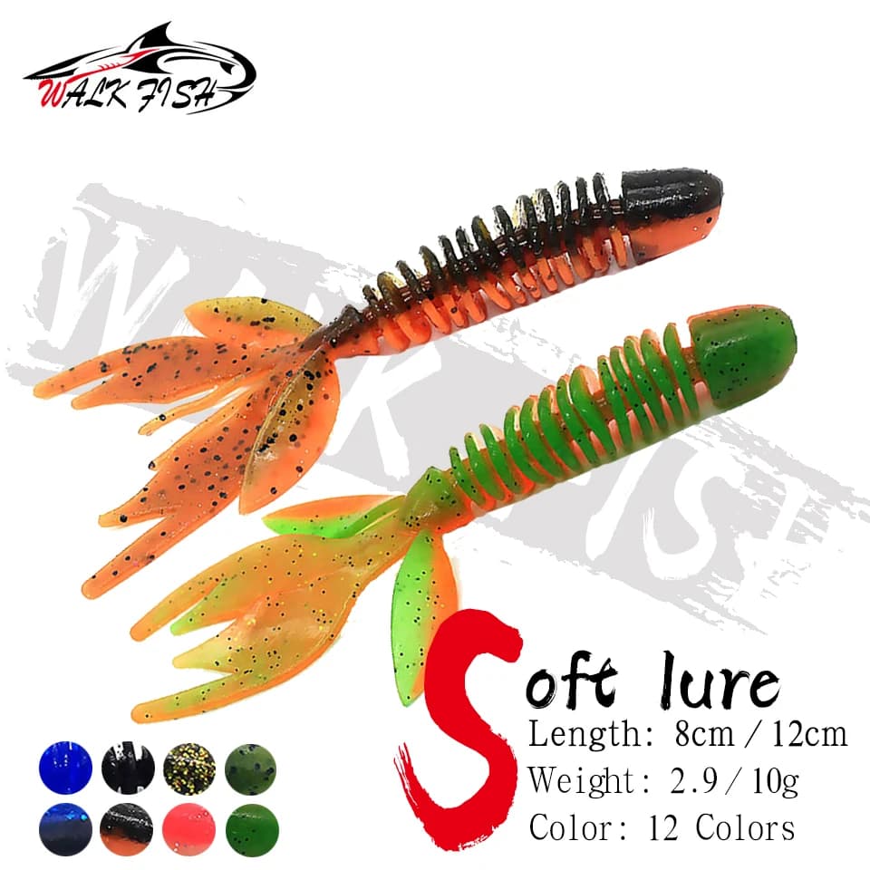CAMMINARE PESCE Bass Catch 80mm 120mm Pesca Richiamo Morbido Jig Wobblers Swimbait Esche In Silicone Gamberetti Spigola Persico Richiamo Esca Artificiale