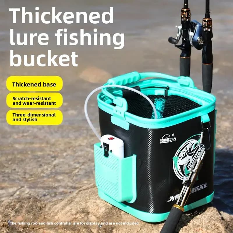 New Thickened Live Fish Bucket Insertable Fishing Rod Multifunctional Outdoor Stream Fishing Tackle Storage Container Box