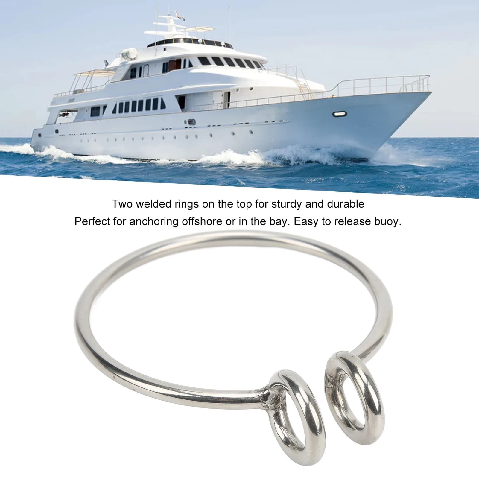 Anello di recupero per ancoraggio, anello di recupero per ancoraggio marino da 8 mm Sistema di recupero per ancoraggio in acciaio inossidabile lucido per la pesca in yacht in barca