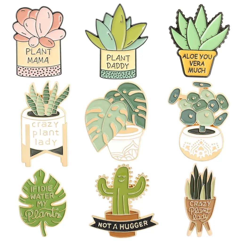 Plant Spill Monstera Aloe vera Plant Spilla Clothing accessories Cactus badge Cactus Spille Animated cartoon cactus badge