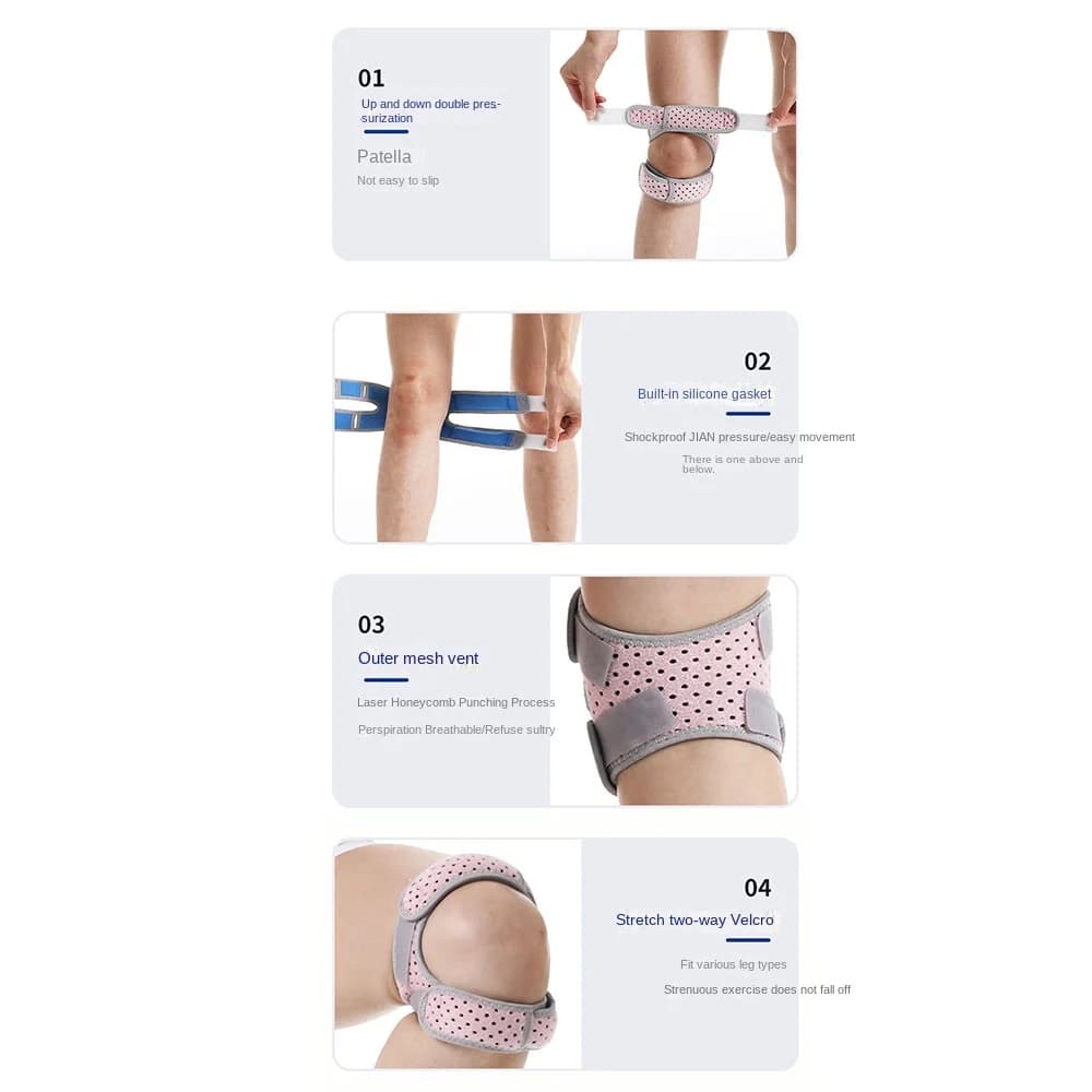 Ginocchiere regolabili Ginocchiera di sicurezza per la rotula Proteggi la cinghia di supporto del tendine Elastico traspirante Supporto per il ginocchio della rotula Sport