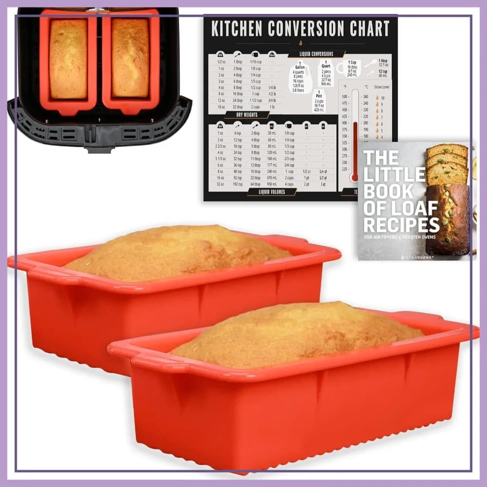 Stampi in Silicone Antiaderenti per Friggitrice ad Aria, Mini Teglia per Pane e Torte, Compatibili con Instant Pot, Ninja, Cosori, Senza BPA