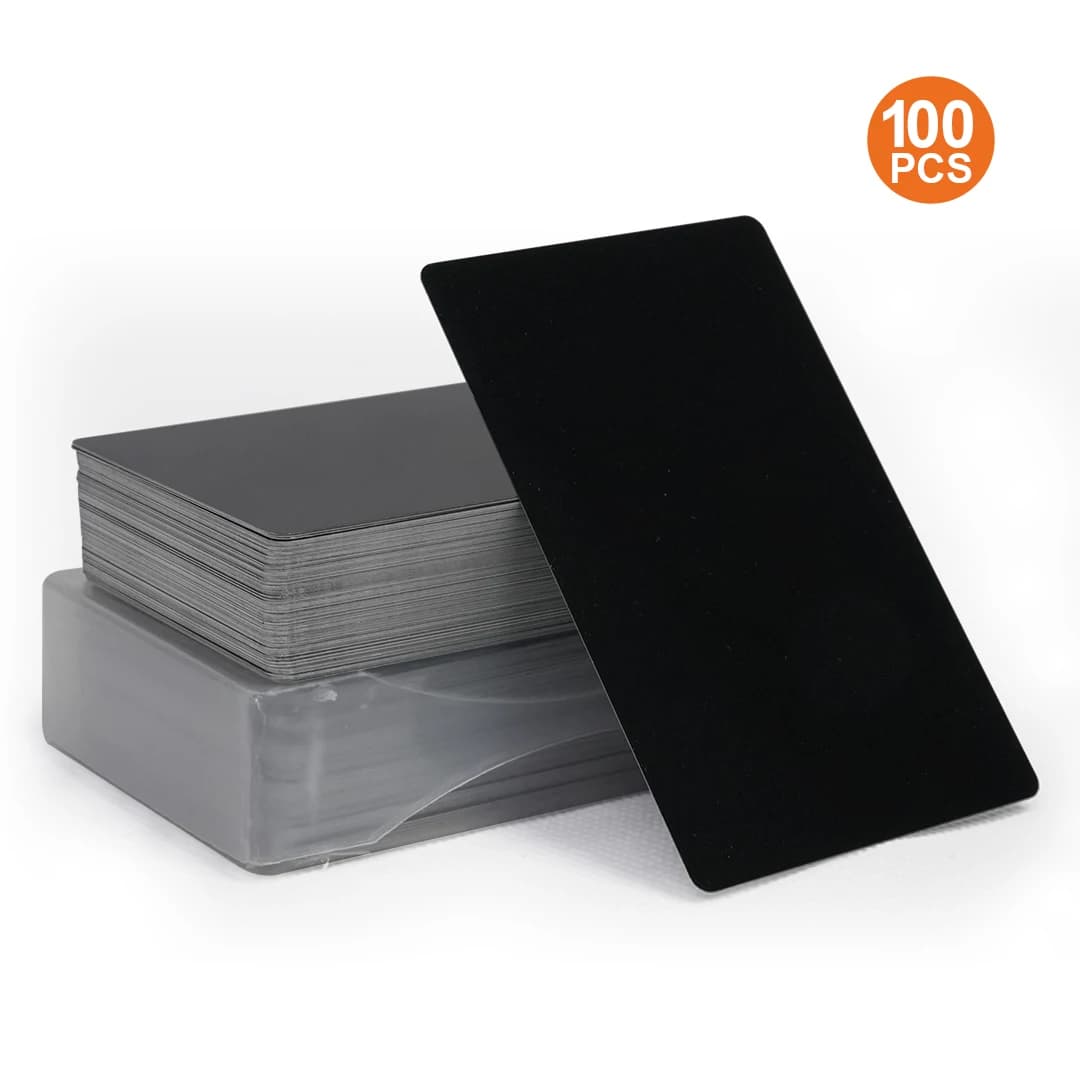 100 PCS Metal Business Cards Blank Name Card Laser Engraving Aluminum for DIY Gift Cards Black Matte For CNC Engraver Laser