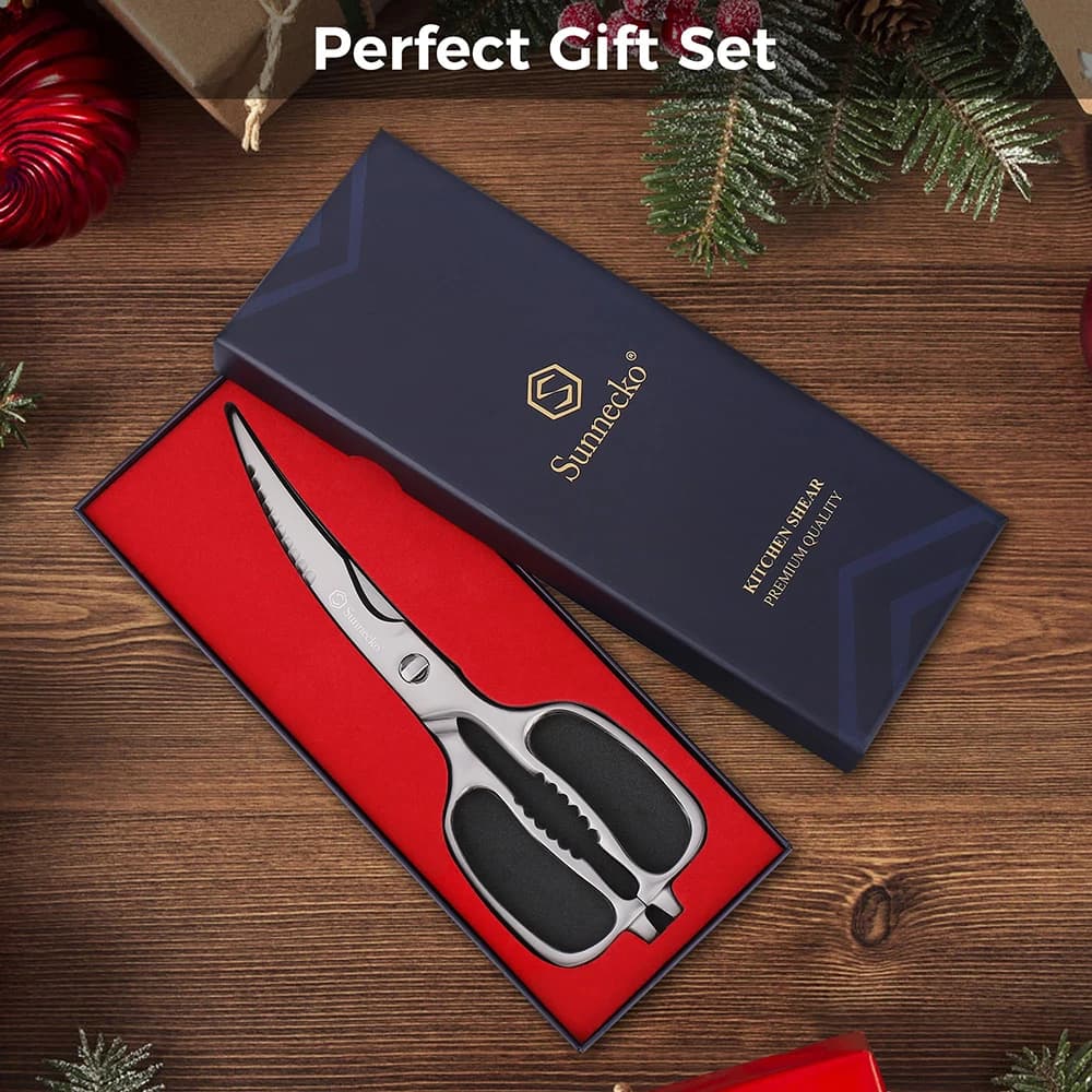 Sunnecko Forbici da cucina professionali in acciaio inossidabile Lavastoviglie Lame curve resistenti e resistenti Cesoie da cucina Utensili da taglio
