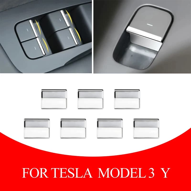 ABS cromato pulsante alzacristallo per auto paillettes trim modely accessori per copertura interruttore finestra per Tesla modello 3 modello Y