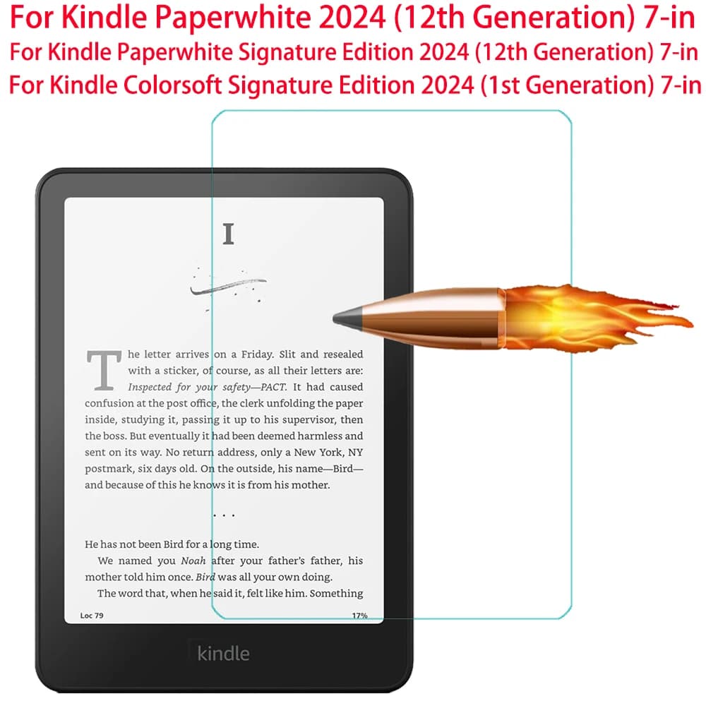 Proteggi schermo per Kindle Paperwhite 2024 (12a generazione) 7 pollici per Kindle Colorsoft Signature Edition 7'' Vetro temperato