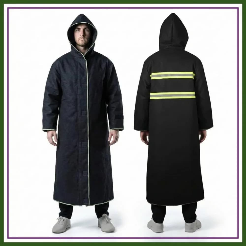 Mantello Ignifugo con Cappuccio - Coperta Antincendio in Fibra di Carbonio, Poncho Resistente al Calore per Fuga dal Fuoco, Mantello di Sicurezza Riflettente