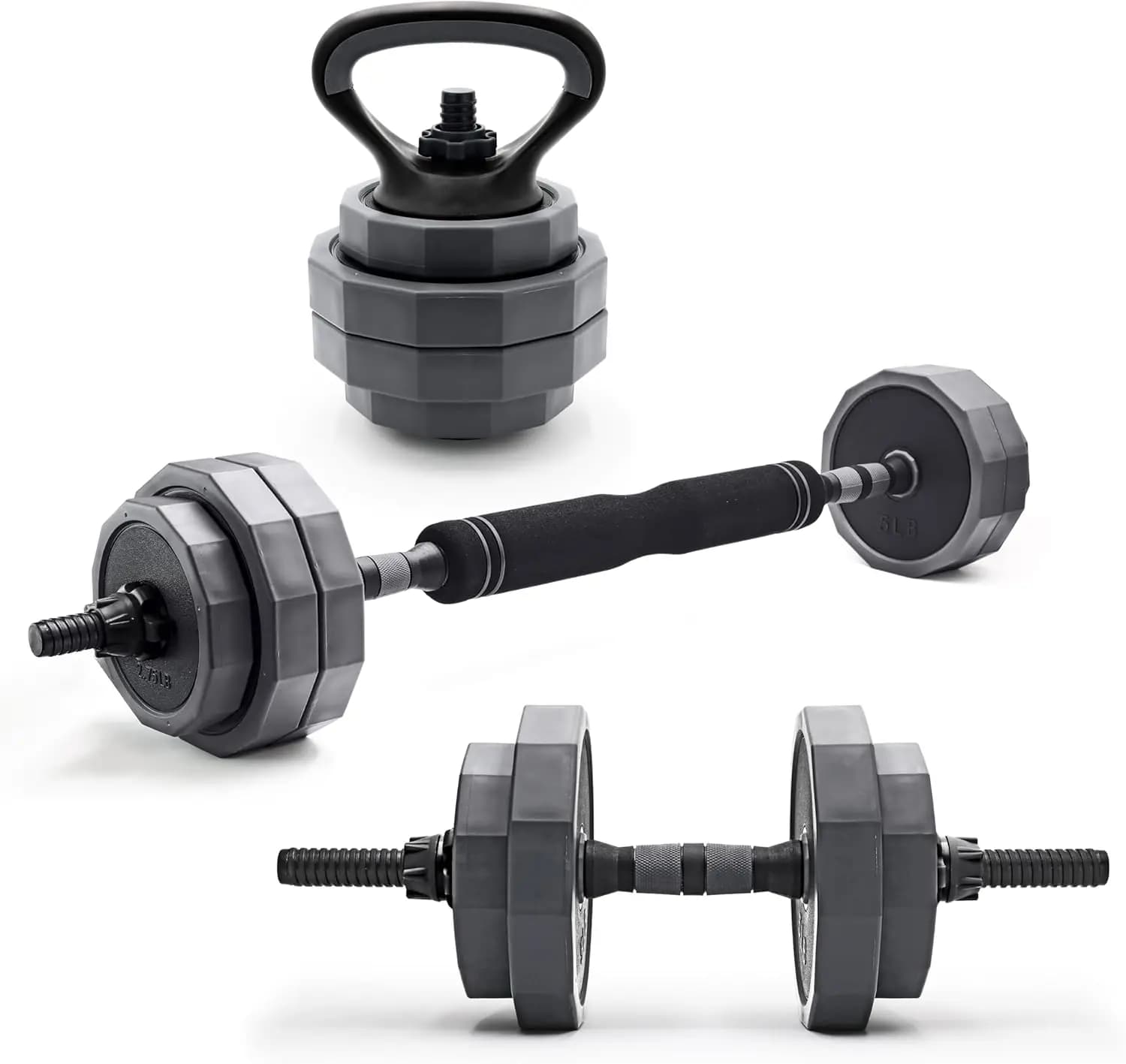Set di Pesi Regolabili - Manubri, Bilancieri e Kettlebell Versatili per Allenamenti Total Body | Opzioni da 45 libbre e 66 libbre