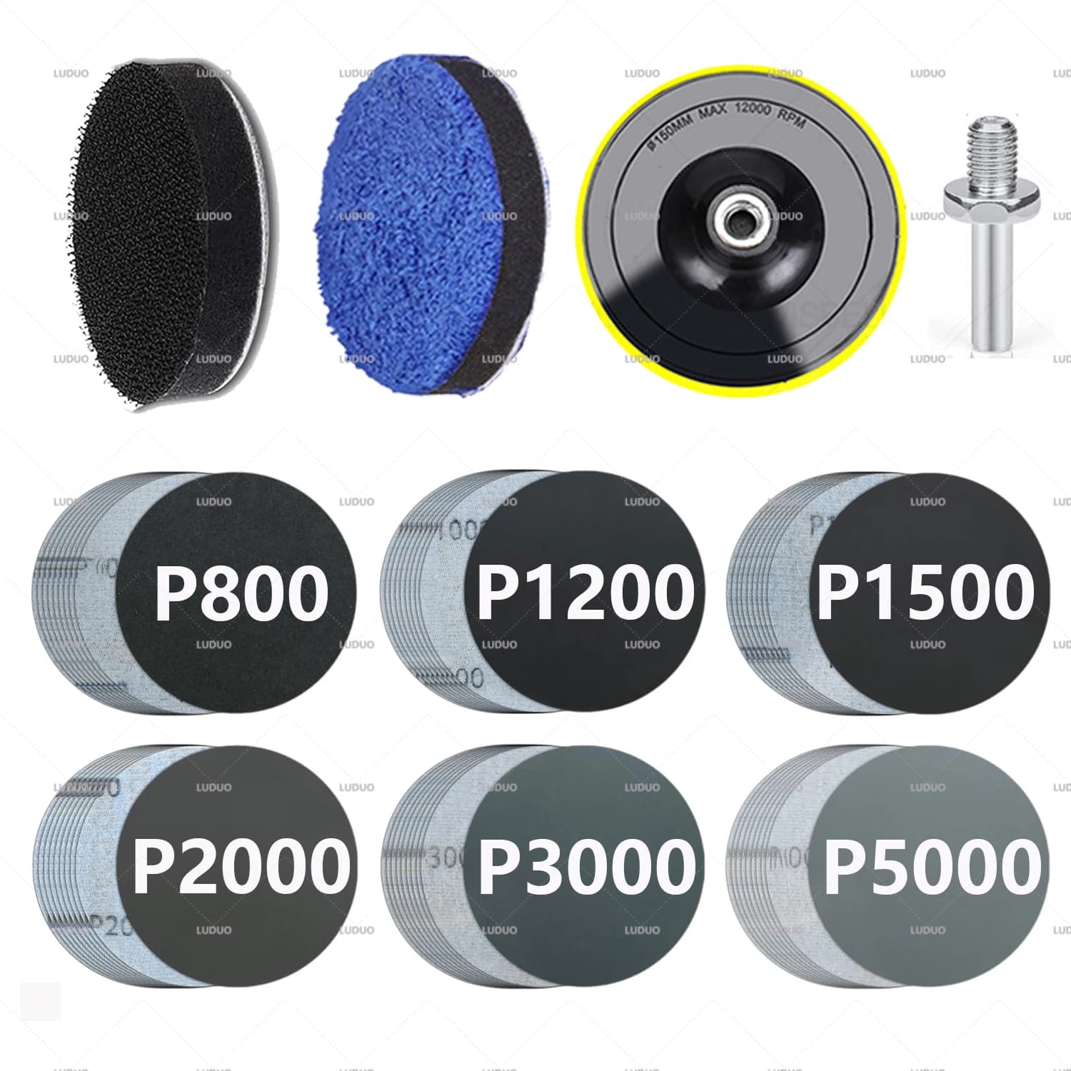 3 Inch Abrasive Discs Pad Round Sponge Wet Abrasive Sheet Velvet Paper Kit for Polishing Abrasive Card for Polishing with Auto Light Wheel