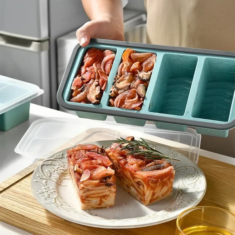 Vassoio per congelatore per alimenti - Stampi per congelatore per cubetti di ghiaccio grandi - Zuppa, salsa, avanzi, contenitori per la conservazione della cucina per la preparazione dei pasti fatti in casa