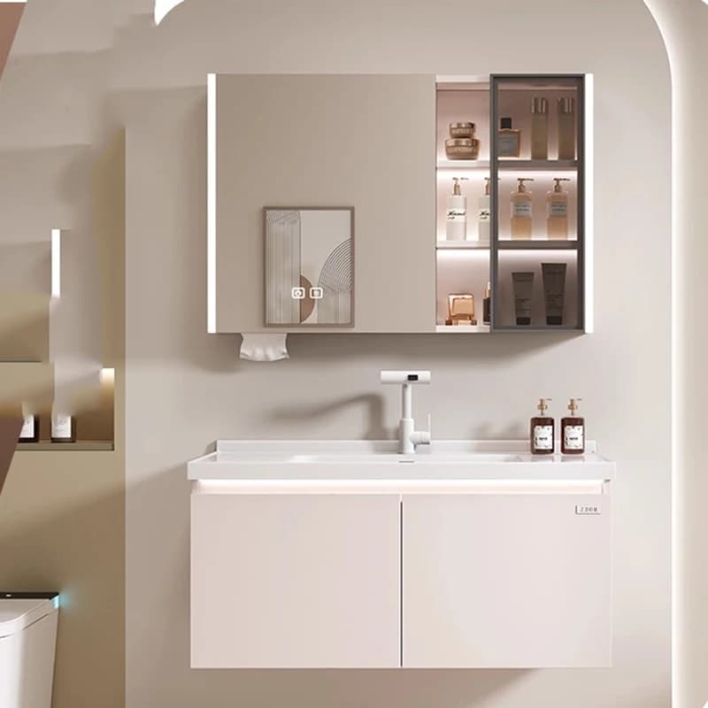 Mobili da bagno semplici e moderni Lavabo WC Armadi da bagno Vanity vintage Specchi bianchi Gabinete Para Banheiro Mobili