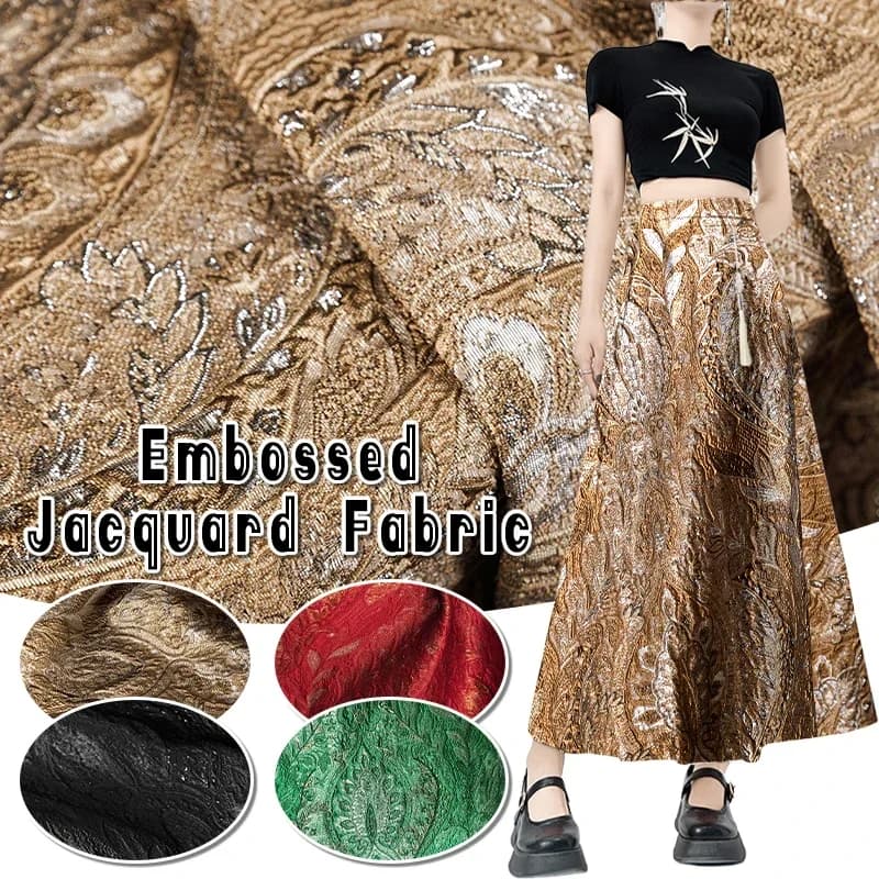 Retro European Court Style 3D Textured Jacquard Fabric Embossed Silk Blended Cloth for DIY Jacket Skirt Garment Sewing