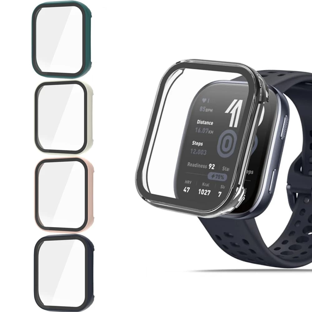 Pellicola proteggi schermo in vetro con guscio rigido per Amazfit Bip 6 Smartwatch Custodia full frame per Smart Watch Bip6 Custodia protettiva per paraurti