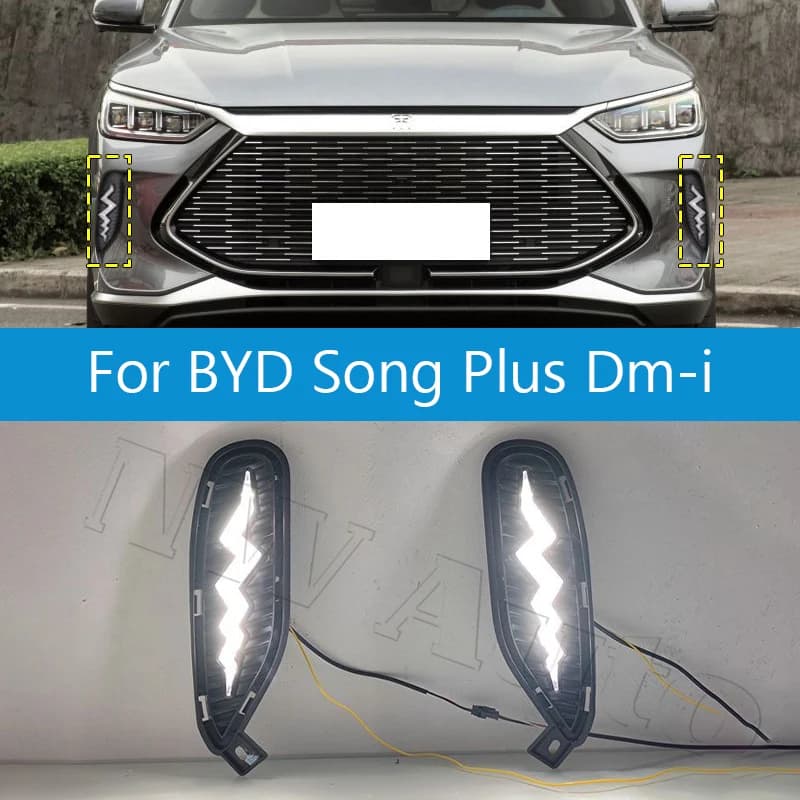 DRL LED fog cover with sliding direction indicator Front Fendinebbia for BYD Song Plus Dmi 21-22