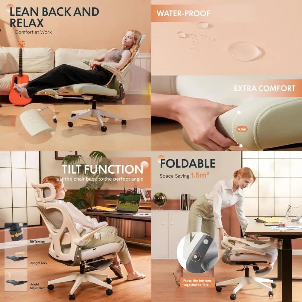 Sedia da ufficio ergonomica per piccoli spazi con supporto lombare, braccioli regolabili, reclinazione 3D, ideale per lavoro da scrivania e gaming (Cr