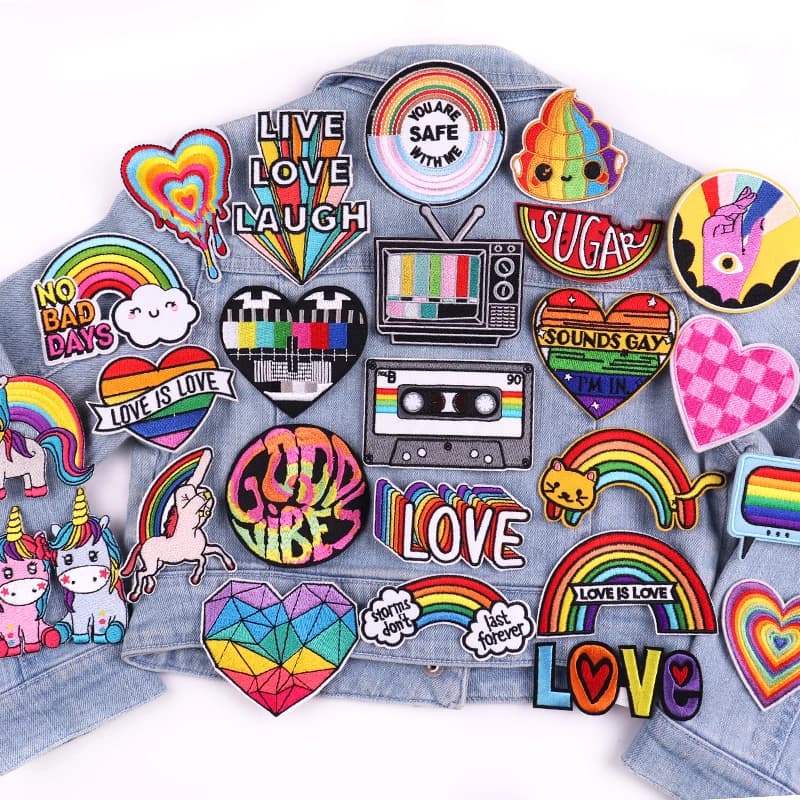 Cartoon TV Patch Rainbow Letter Embroidered Patches For Clothes DIY Gay LGBT Embroidery Jackets Sew Stickers Iron On Patches