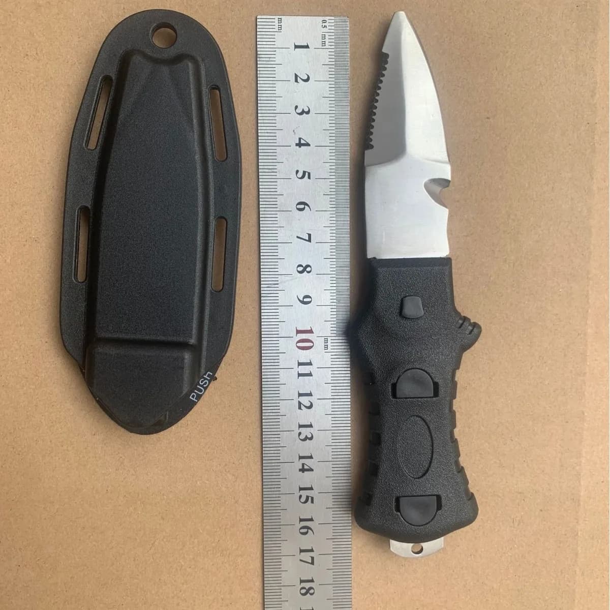 Dive Knife for Rescue, Stainless Steel Diving Tool with Line Cutter for Underwater & Survival