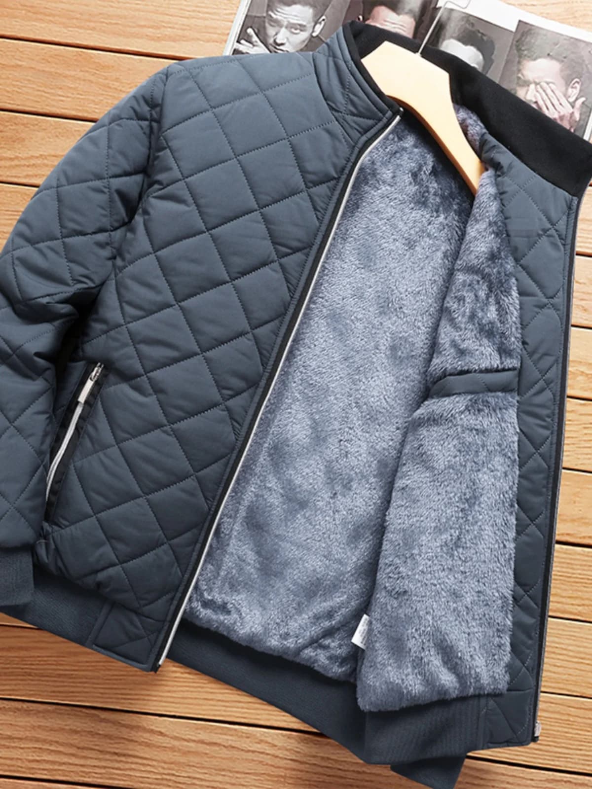 Thickened Winter Jacket Men's Youth Fleece Lined Cotton Coat Warm Casual Outerwear Stand Collar Leisure Cotton Clothing