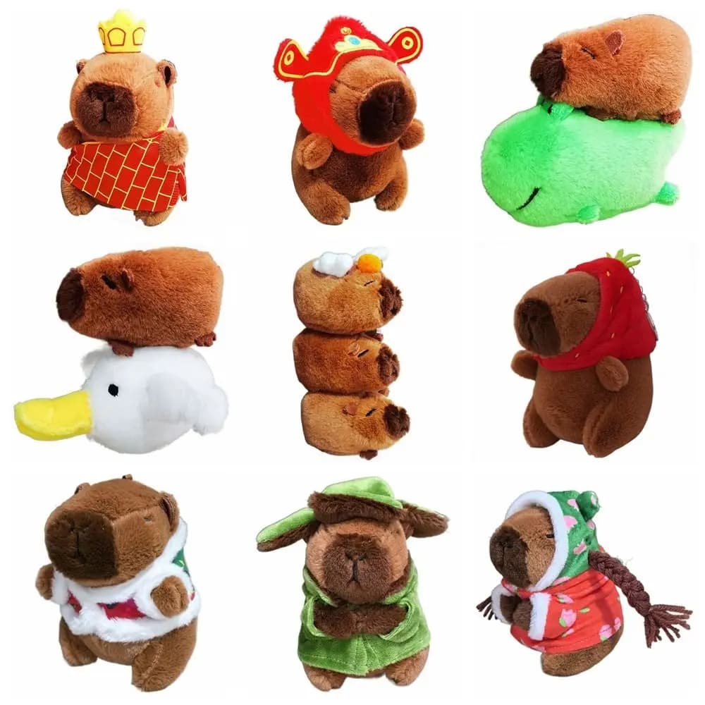 Peluche Capybara Portachiavi Animali di peluche Cartoon Capybara Giocattolo Simulazione Capybara Ciondolo Accessori multicolori