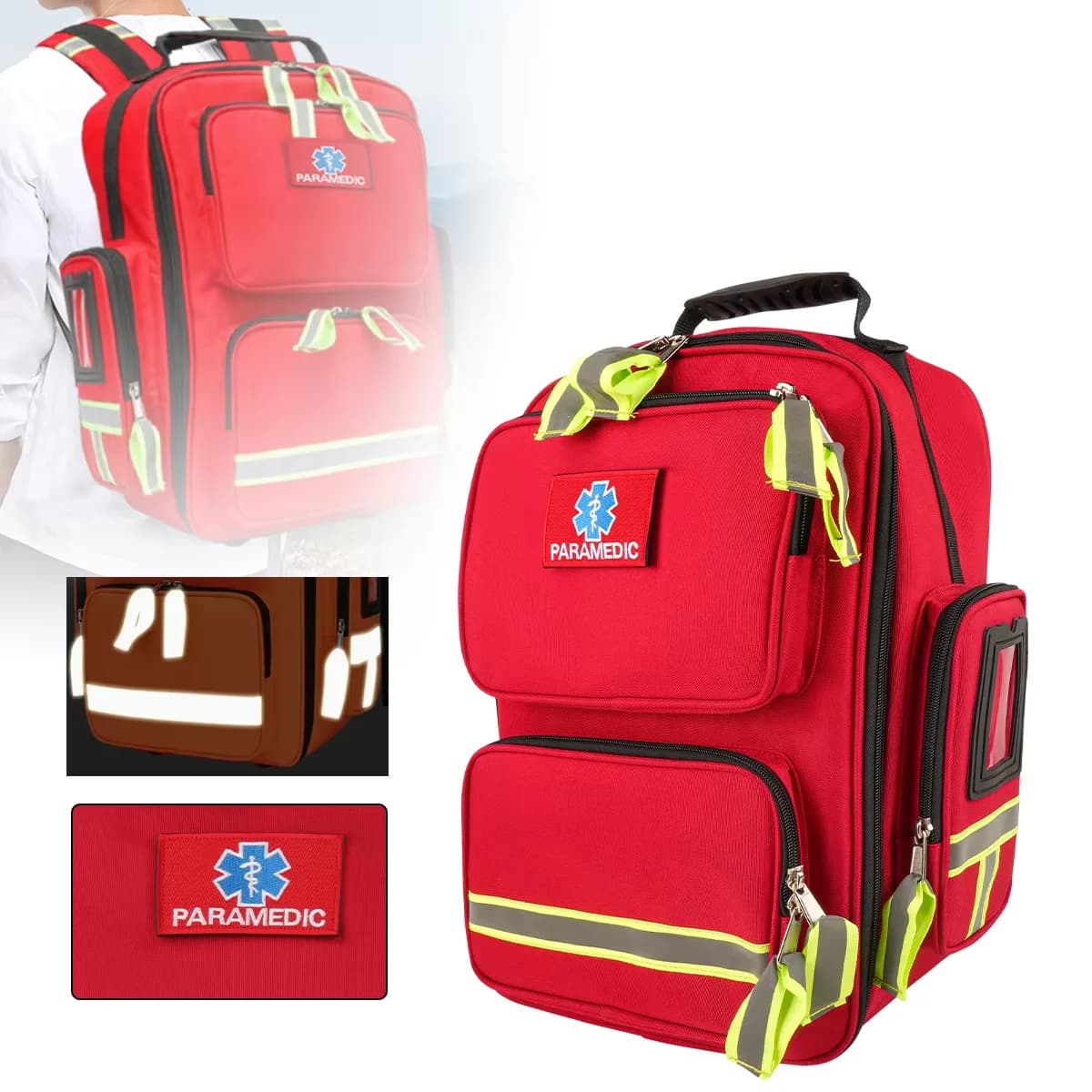 Waterproof Reflective First Aid Backpack Large Capacity Multi Compartment Emergency Medical Kit Bag for Travel Outdoor Rescue