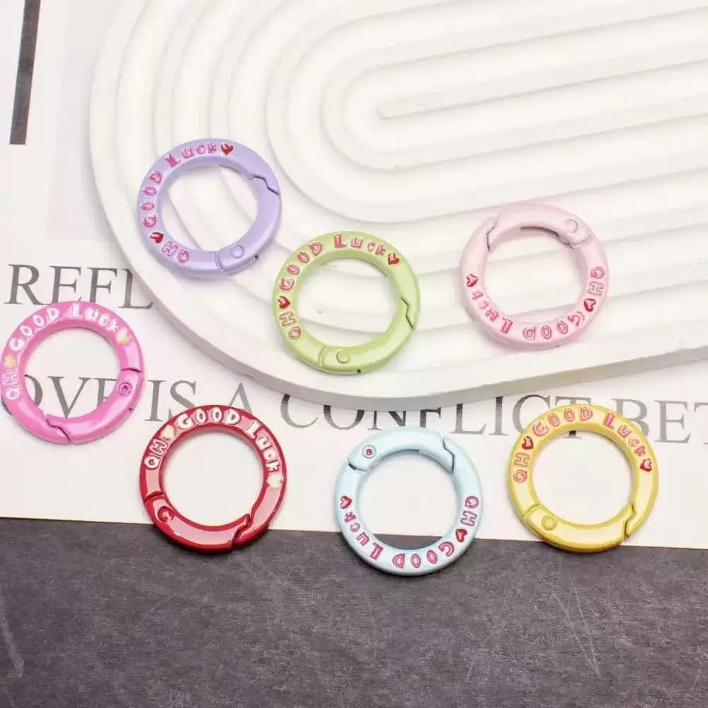 5 pz. Moschettoni a Molla Rotondi da 27mm Portafortuna, Ganci per Portachiavi, Catene per Cani, Connettori Fai-da-te per Gioielli, Forniture