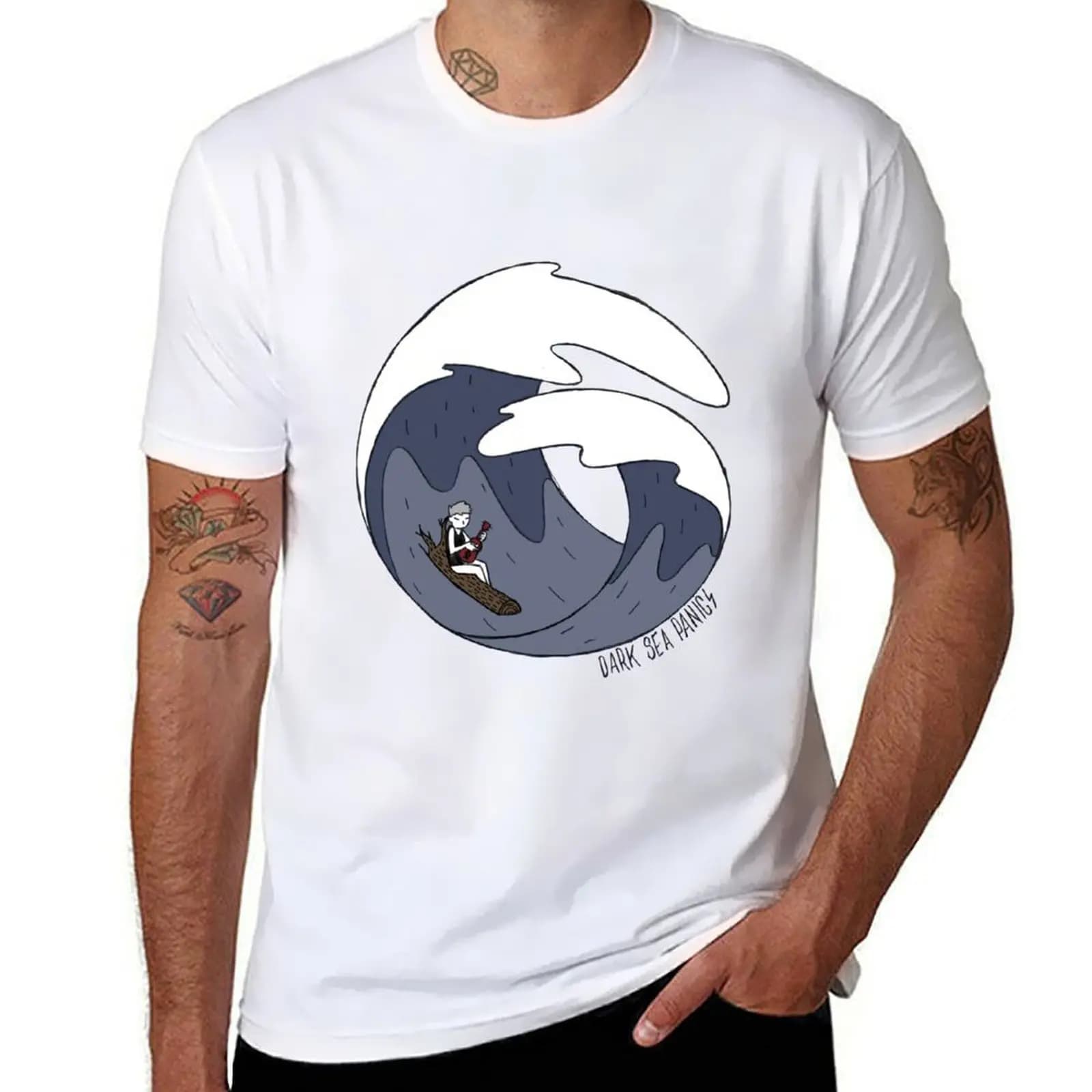 T-shirt Panico del Mare Oscuro - Ukulele In The Storm t-shirt uomo magliette firmate per uomo T-shirt in cotone