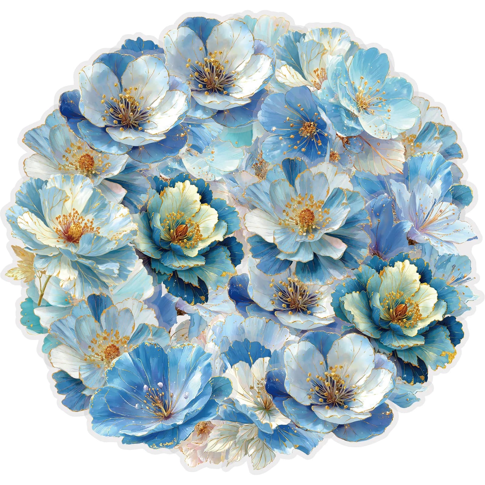 Etori Life Cobalt Blue Dreamland 20 Pezzi Adesivi Vintage con Motivo Floreale Blu e Lamina Dorata per Scrapbooking, Quaderni, Decorazioni per Ufficio, Regali per Bambini, Sacchetti di Carta, Creazione di Biglietti, Arte Fai-da-Te, Materiale Scolastico, Feste Vintage, Sigilli per Dolci, Adesivi Giocattolo