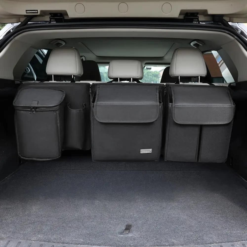 Trunk and Backseat Organizer for SUVs & RVs, Detachable Storage Shelves with Built-in Cooler, Patent Pending