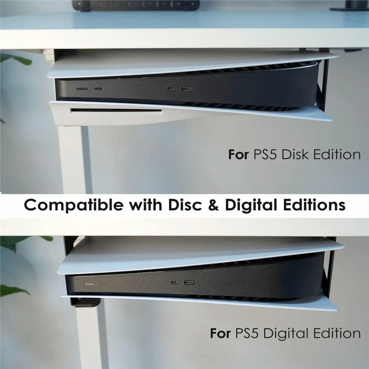Supporto Sottoscrivania goodidea per PS5 e PS5 Slim, Montaggio Nascosto Compatibile con Console Playstation 5 Edizione Disco e Digitale