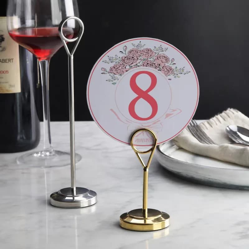Menu del ristorante in acciaio inossidabile Etichette per prezzi Etichette Porta cartello in metallo Espositore Clip per foto Numero da tavolo Porta carte