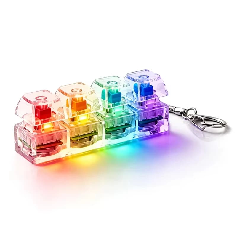 Keychain with 4 LED Luminous Keyboards, Antistress Toy, Stress Lift Tester, Office Desk Accessories