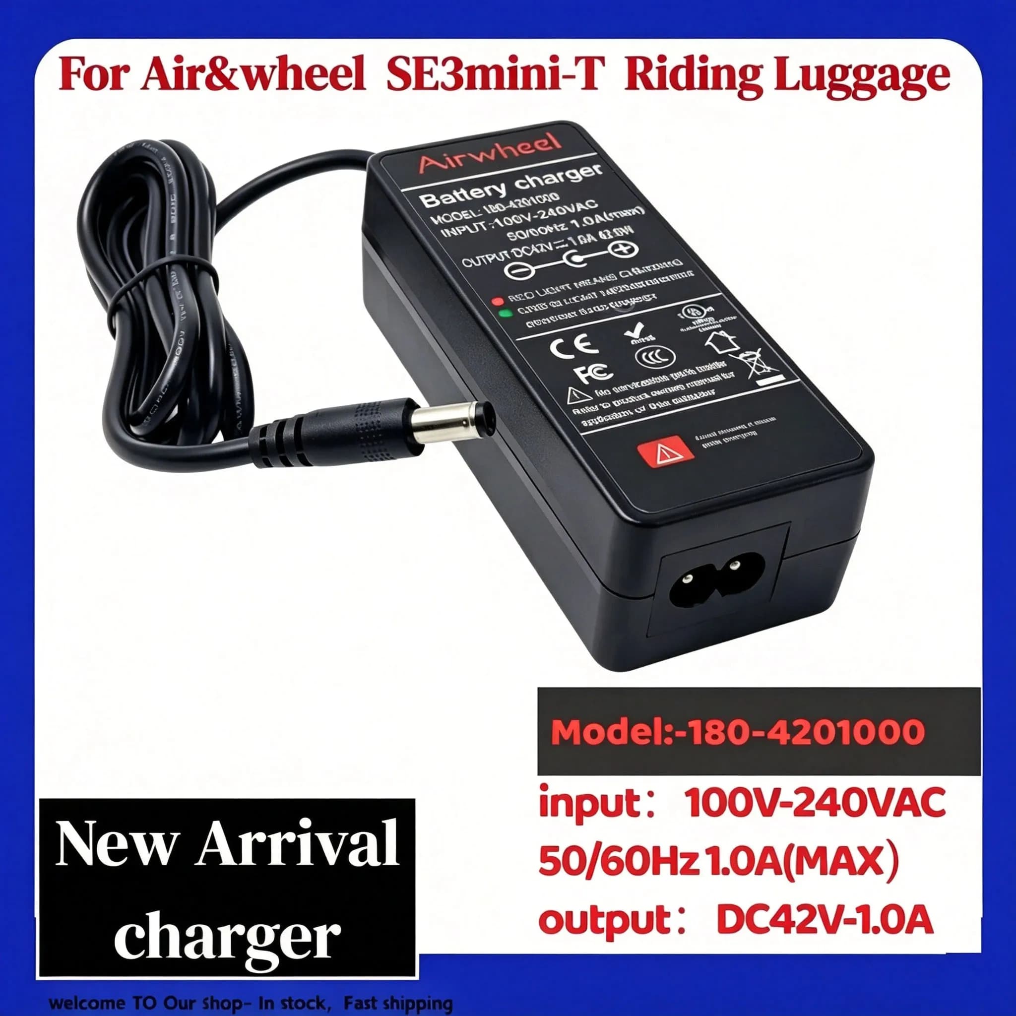 42V 1A Charger for Airwheel Electric Luggage Smart SE3mini-T High-Safety Replacement Power Adapter for Air Wheel Luggage Battery