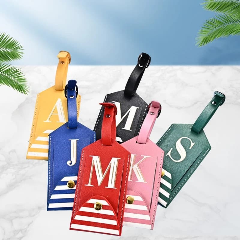 Donna Uomo PU Lettera Stripe Etichetta per bagagli Etichetta identificativa per valigia Etichetta per bagagli Borsa d'imbarco Etichetta Nome ID Indirizzo Titolare Accessorio da viaggio