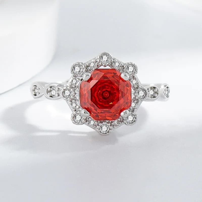 Anello da donna di lusso leggero alla moda con diamante ad alto tenore di carbonio semplice e versatile in argento sterling 925 con taglio a rosa