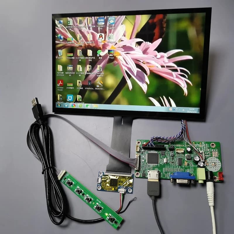 Kit modulo monitor touch IPS da 10,1 pollici, HDVGA, per Windows, Raspberry Pi, Android, HarmonyOS e altri dispositivi USB10 touch