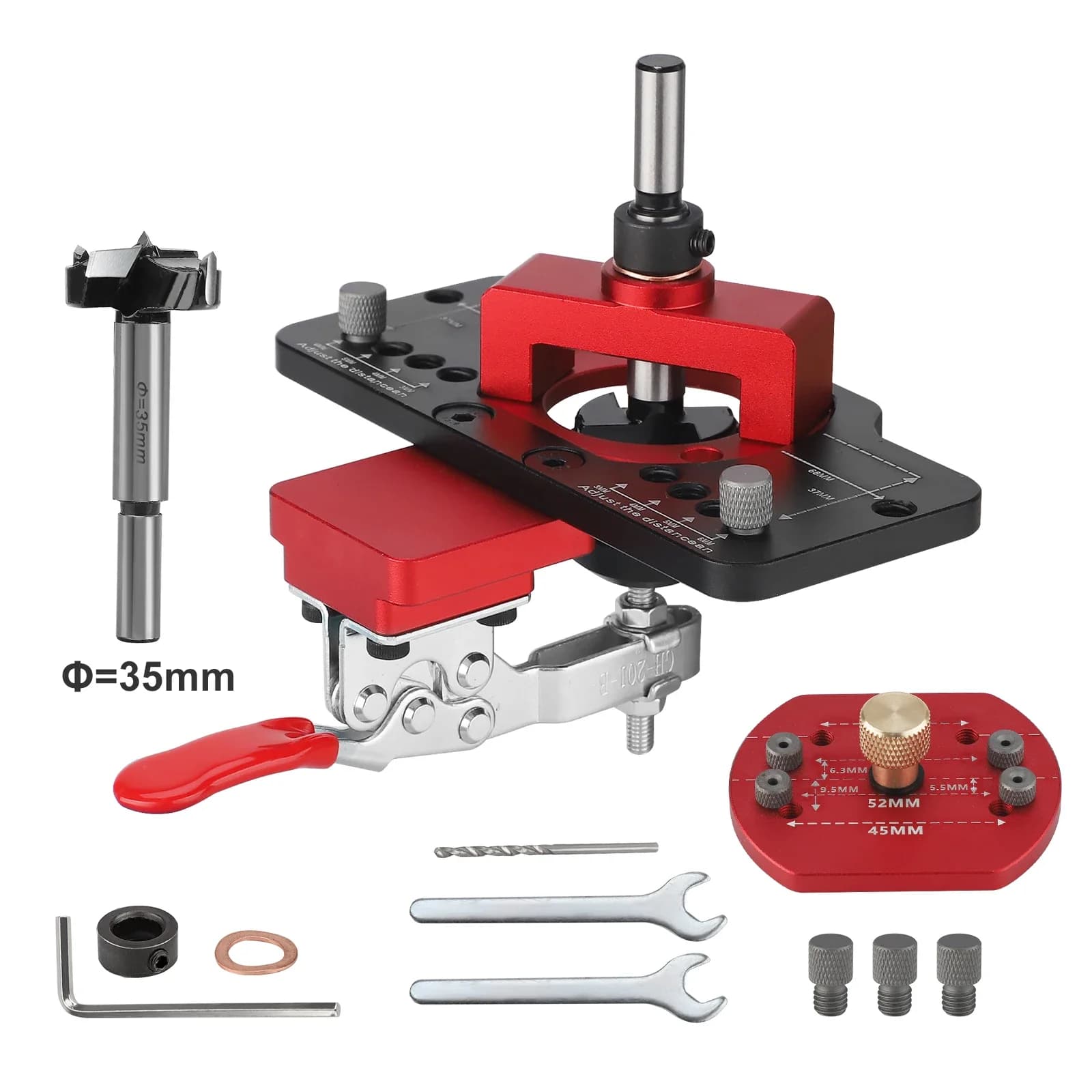 35mm Cerniera Jig Tassello Jig Tassello Armadietto Foratura Perforatrice Cerniera Noioso Jig Guida per trapano Localizzatore per Auto RV Bordo