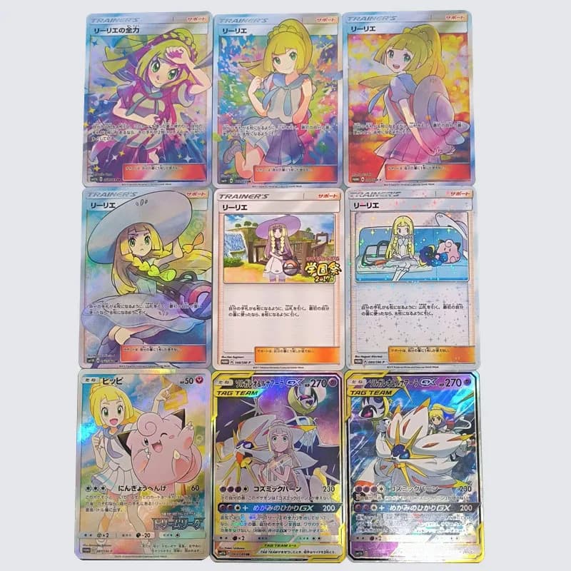9 pz/set Nuovo PTCG Fatto In Casa Pokemon Lillie Solgaleo Clefairy Set Anime Giapponese Gioco Da Collezione di Carta Regalo Per Bambini Giocattolo
