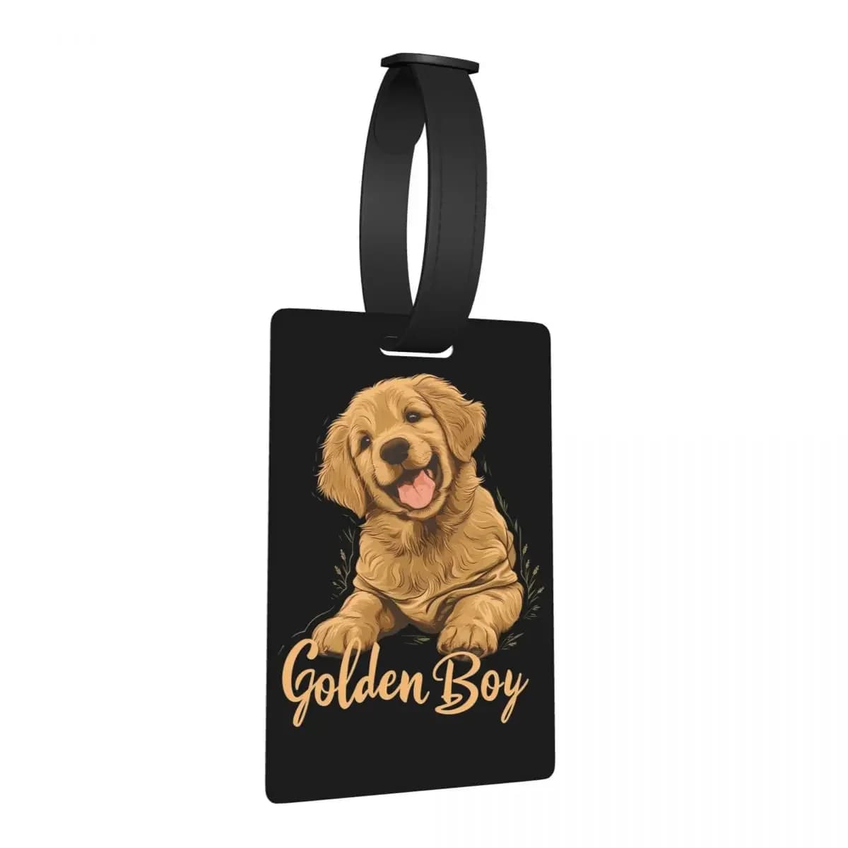 Golden Retriever Boy Happy Dog Pet Smile Ritratto Etichette per bagagli Valigia Simpatico bagaglio Etichetta d'imbarco Porta etichetta ID Nome Indirizzo