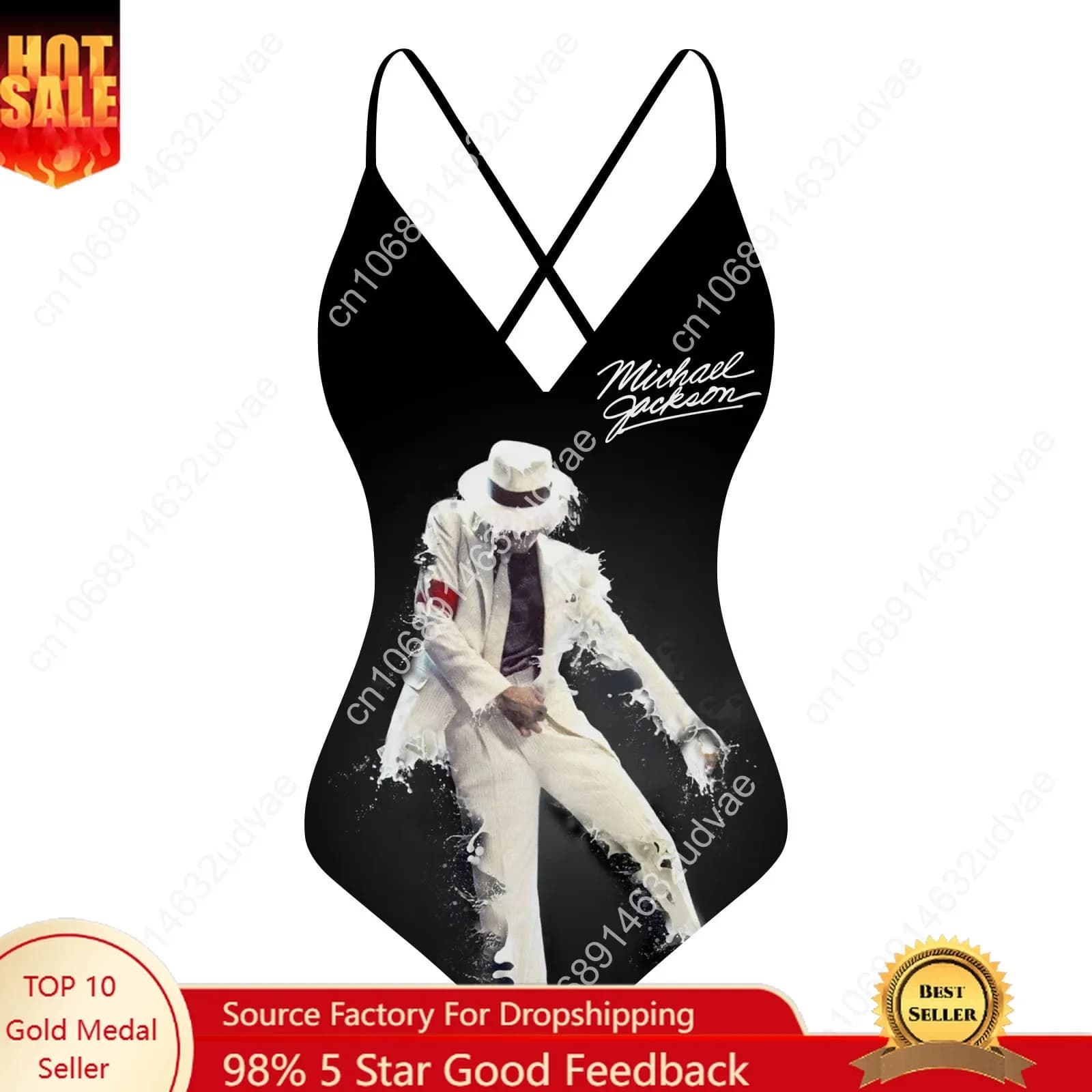 Michael Jackson swimsuit with V-neck and Neck Neck Discovery, Custom Bikini for Party in Pool, Customized Beach Clothing