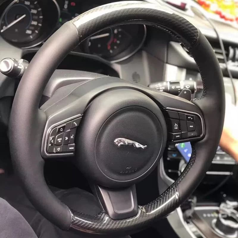 Coprivolante per Jaguar XFL XE XJL F-PACE XKR, in Pelle Cucita a Mano, Antiscivolo, Protezione Completa per Interni Auto