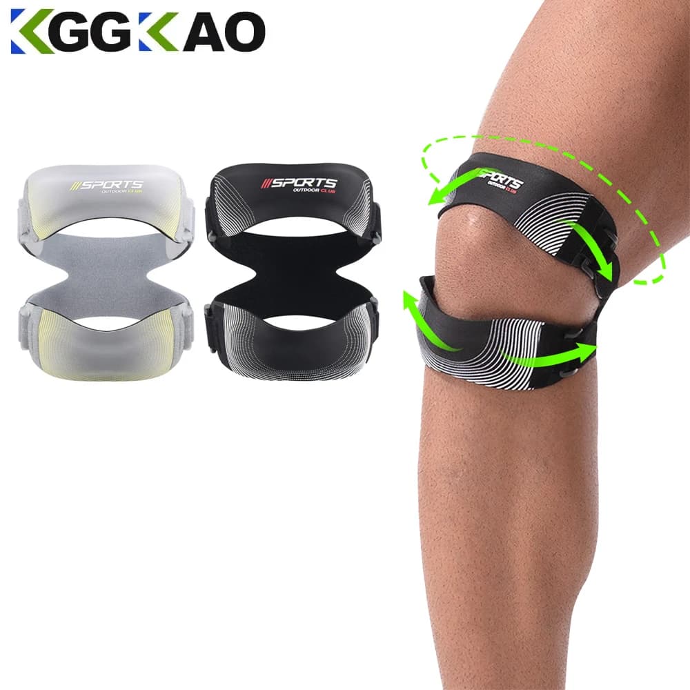 Ginocchiere regolabili 1 pezzo per donna uomo con doppie barre in silicone, patella, per pallavolo, tennis, squat, tendinite, basket